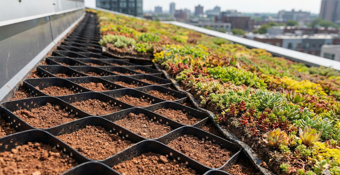 Zeleni krovovi s većim nagibom – dodatne mjere protiv klizanja i erozije slojeva